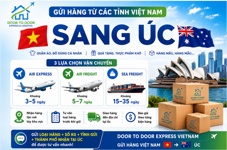 gửi hàng từ các tỉnh Việt Nam đi ÚC